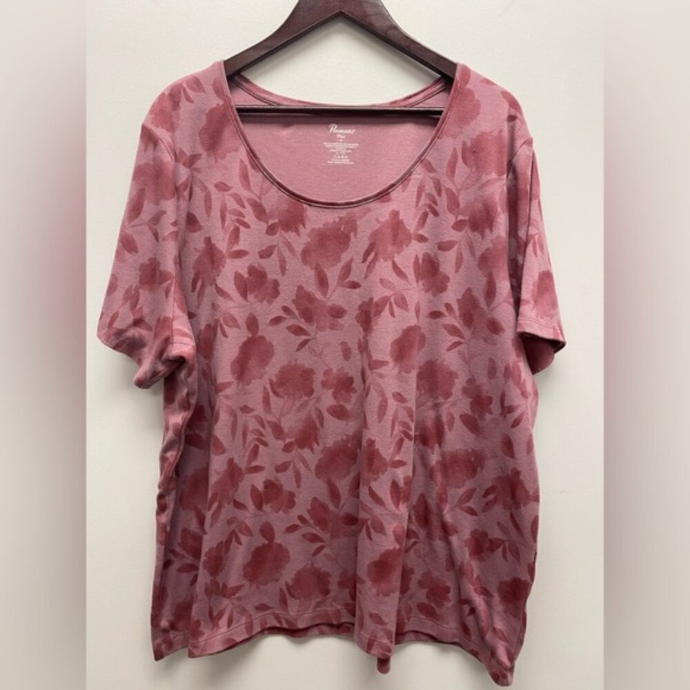 Penmans Floral Mauve Womens Scoop Neck Top Size 4x